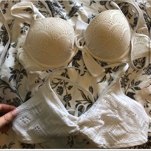 Unpadded White Aerie Swim Top